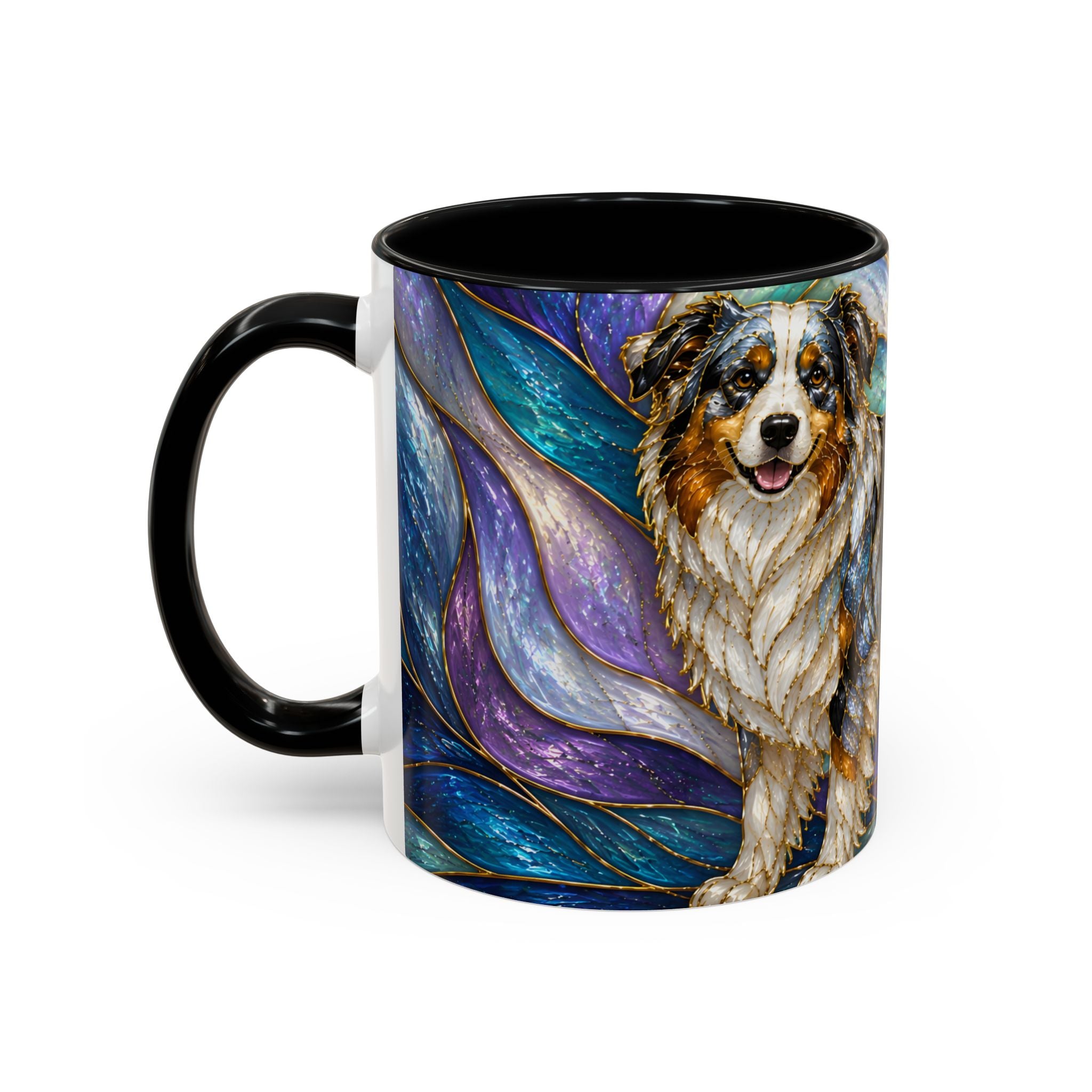 Celestial Australian Shepherd Stained Glass Style Mug