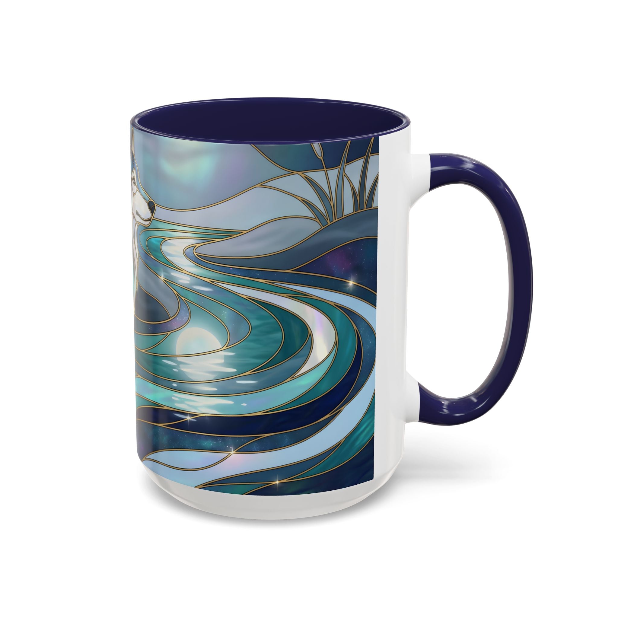 River Moon Wolf Stained Glass Style Mug