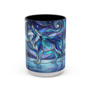 Moonlit Lake Wolf Stained Glass Style Mug