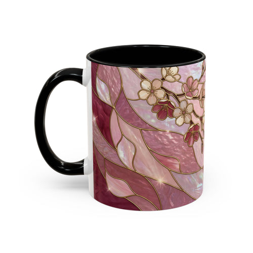 Pink Blossom Hummingbird Stained Glass Style Mug