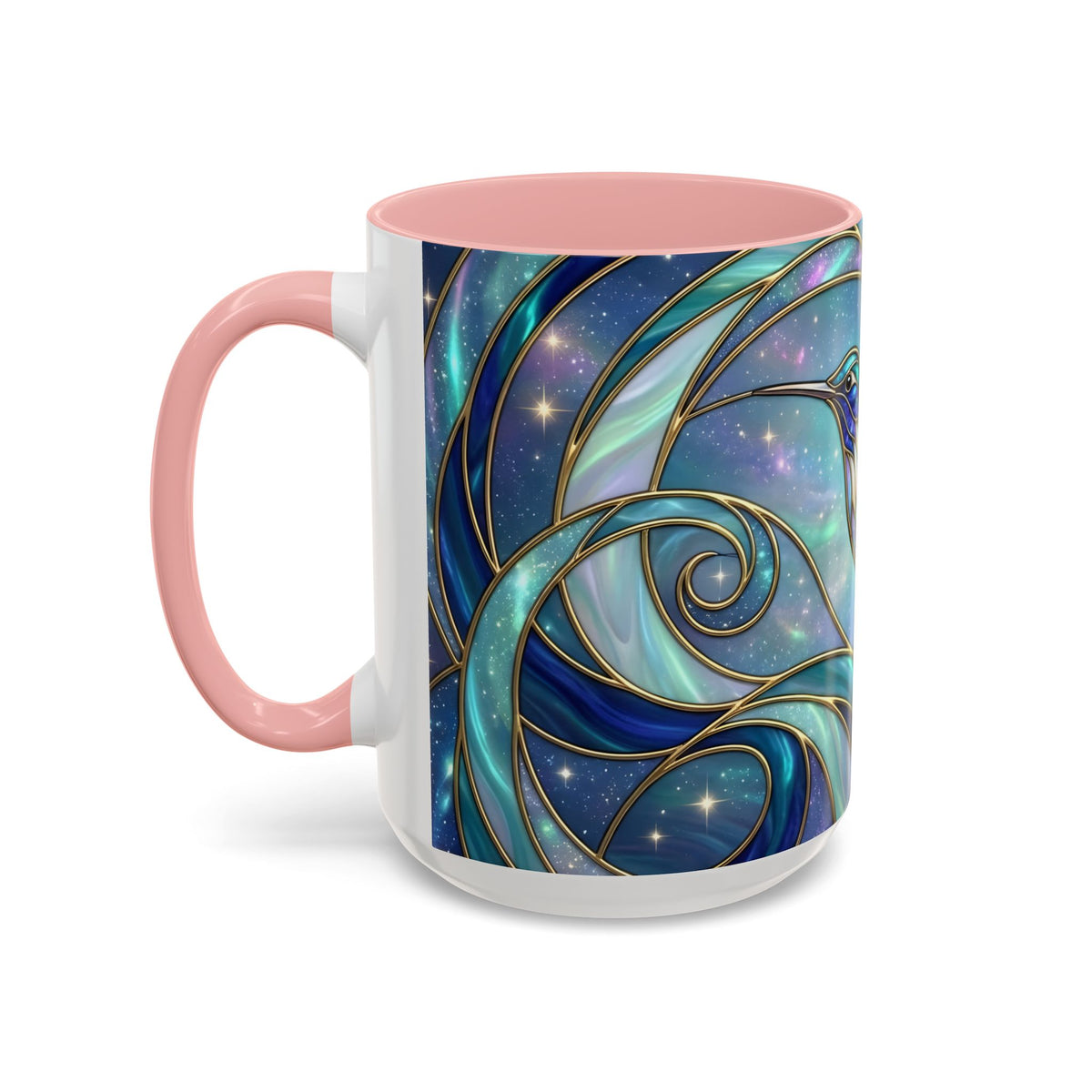 Blue Breeze Hummingbird Stained Glass Style Mug
