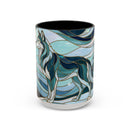 Pine Forest Wolf Stained Glass Style Mug