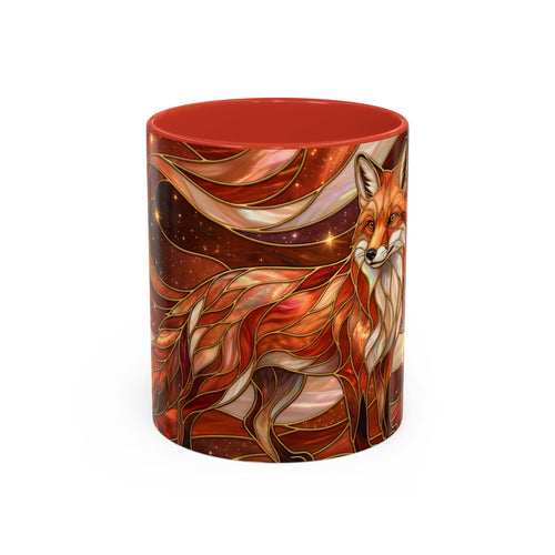 Ruby Glow Fox Stained Glass Style Mug