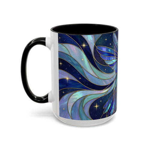 Blue Glow Hummingbird Stained Glass Style Mug
