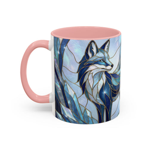 Icy Blue Fox Stained Glass Style Mug