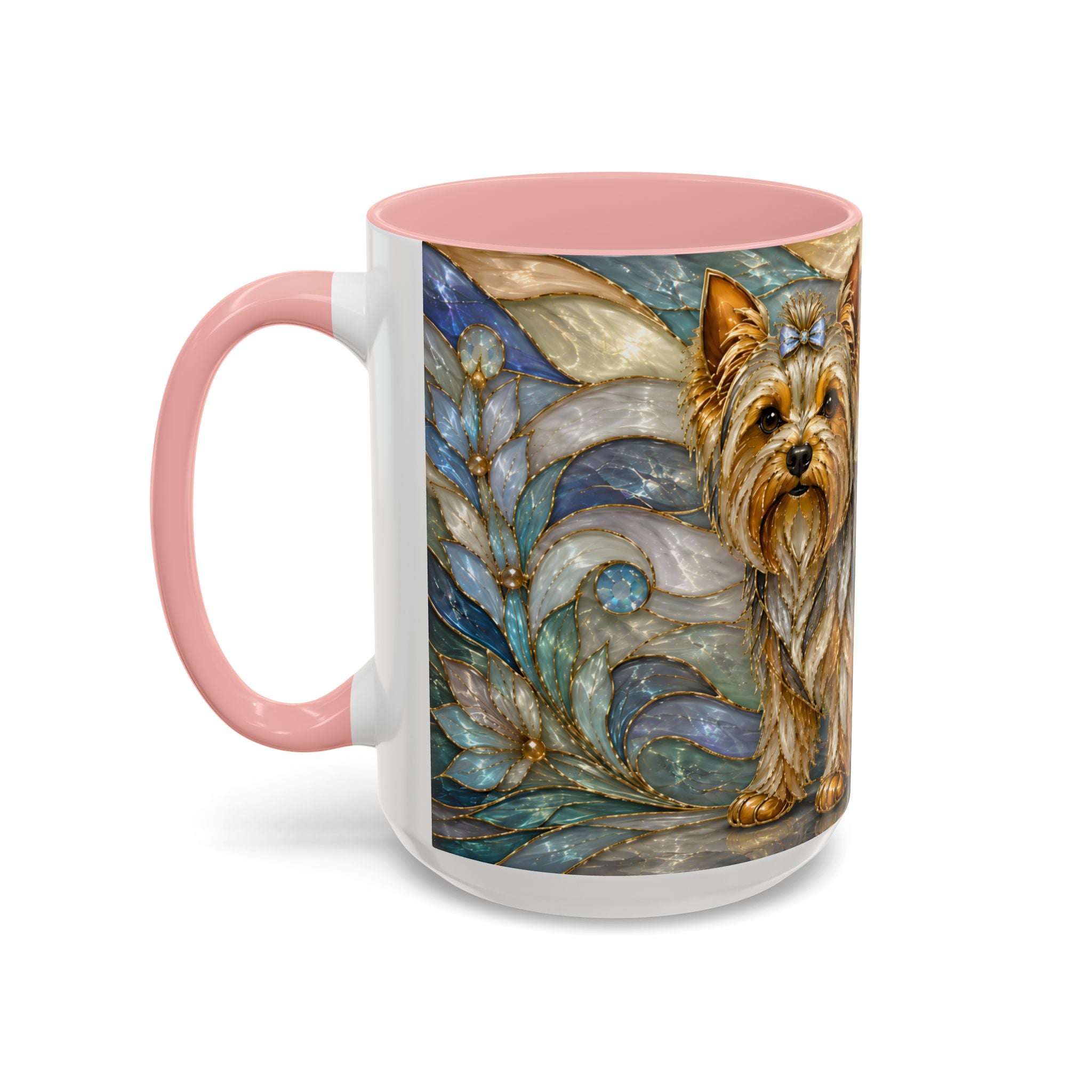 Blue Glow Yorkshire Terrier Stained Glass Style Mug