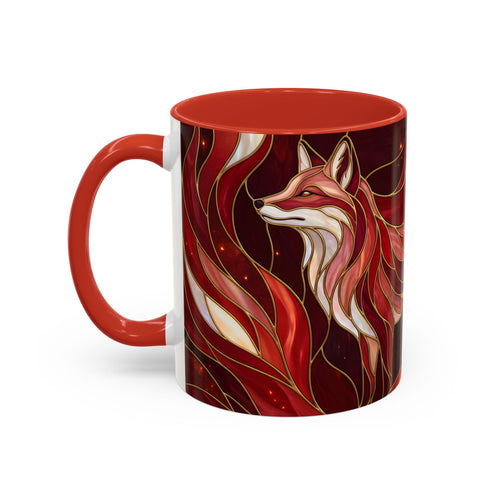 Scarlet Glow Fox Stained Glass Style Mug