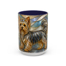 Blue Glow Yorkshire Terrier Stained Glass Style Mug