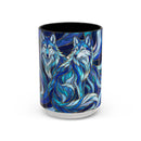 Cobalt Wolf Duo Stained Glass Style Mug