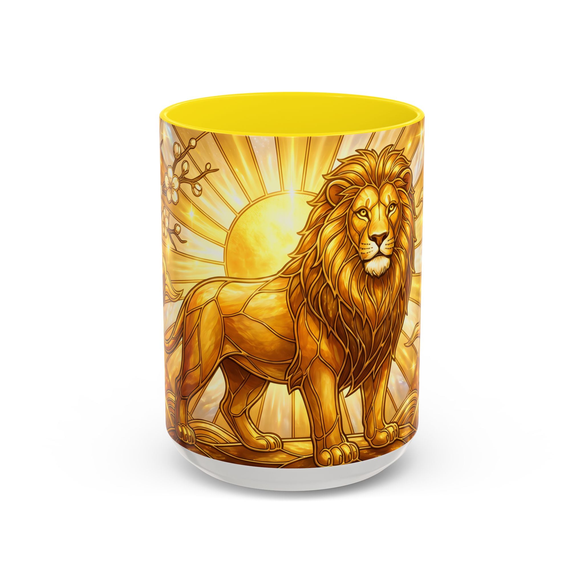 Golden Sakura Lion Stained Glass Style Mug