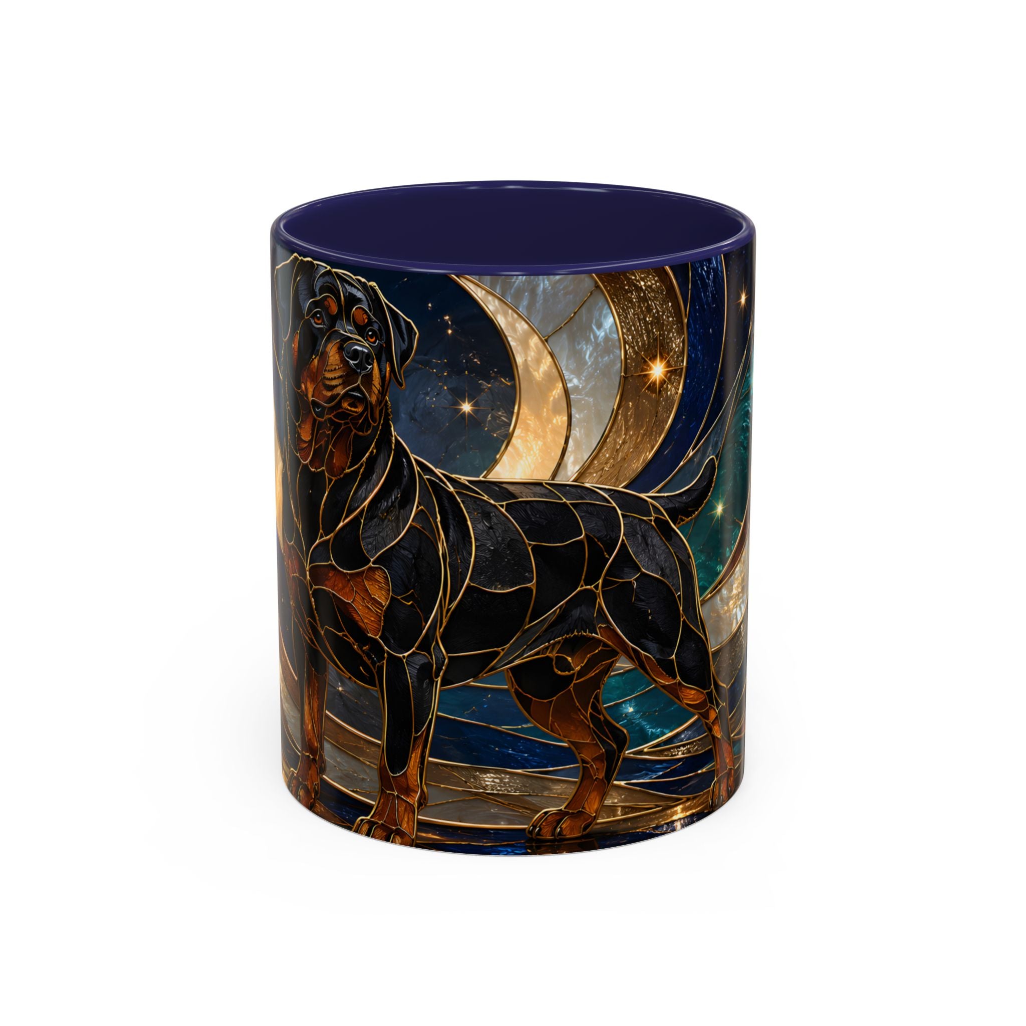 Warm Glow Rottweiler Stained Glass Style Mug