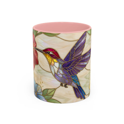 Garden Bloom Hummingbird Stained Glass Style Mug