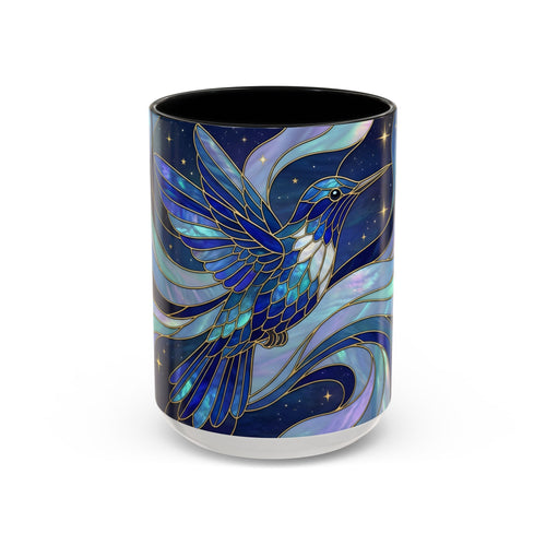 Blue Glow Hummingbird Stained Glass Style Mug
