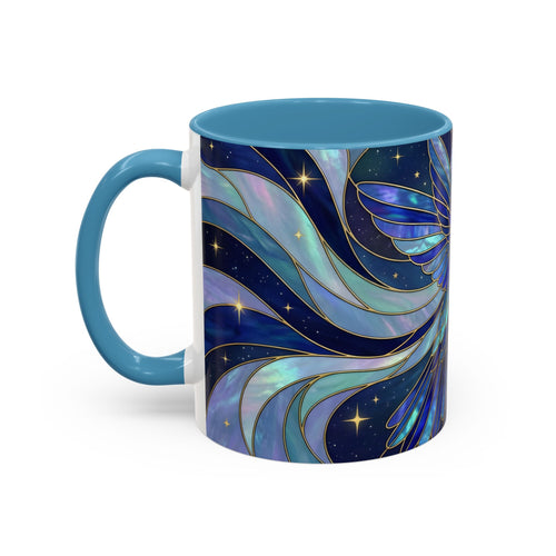 Blue Glow Hummingbird Stained Glass Style Mug