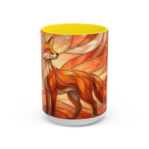 Orange Glow Fox Stained Glass Style Mug