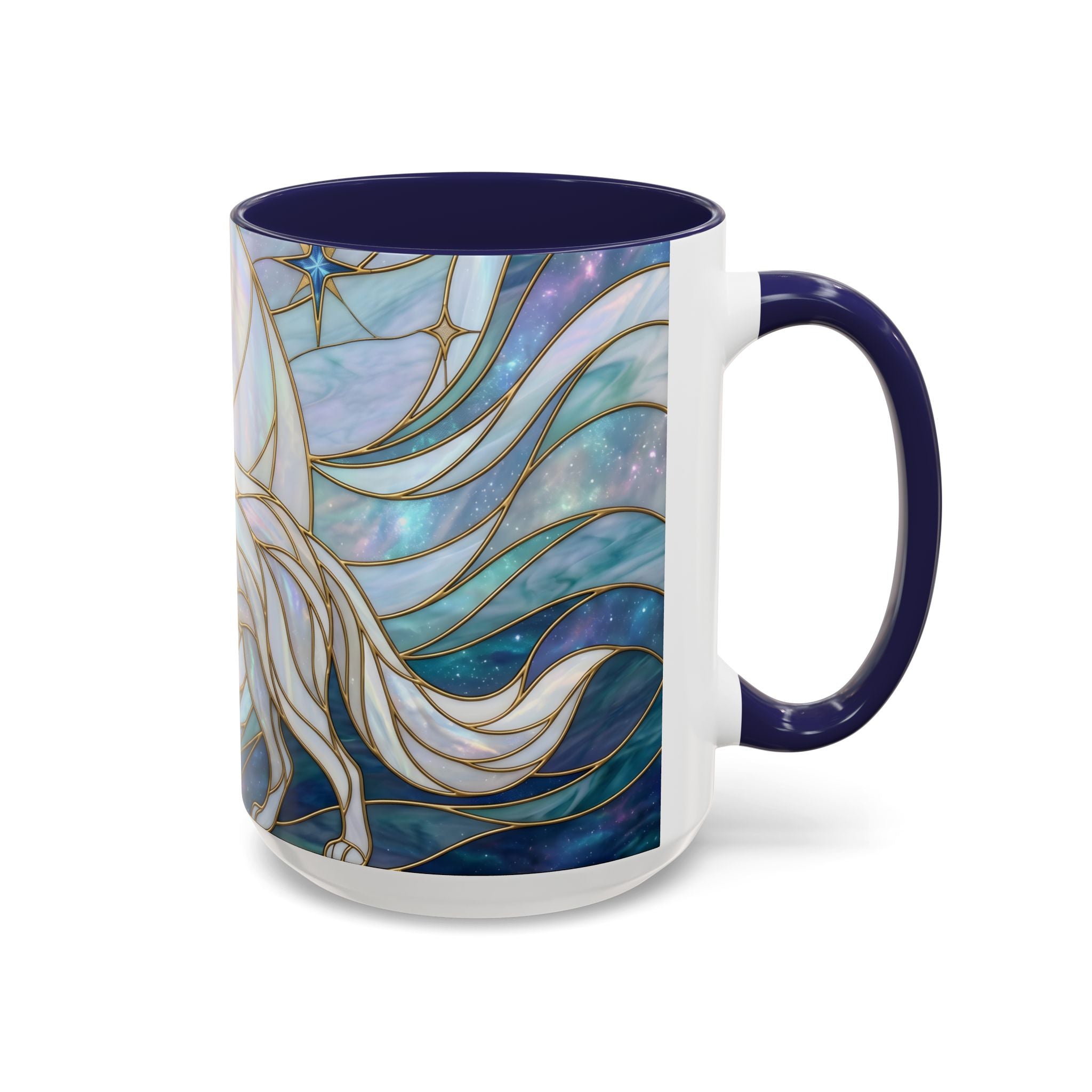 Pearl White Wolf Stained Glass Style Mug