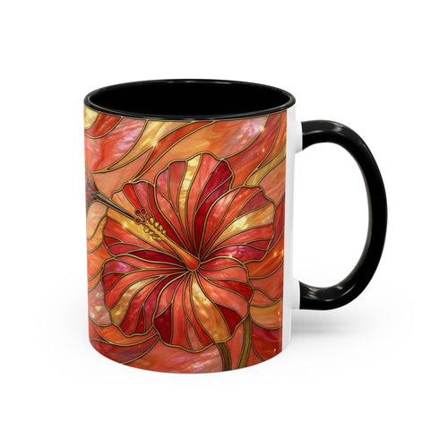 Hibiscus Glow Hummingbird Stained Glass Style Mug