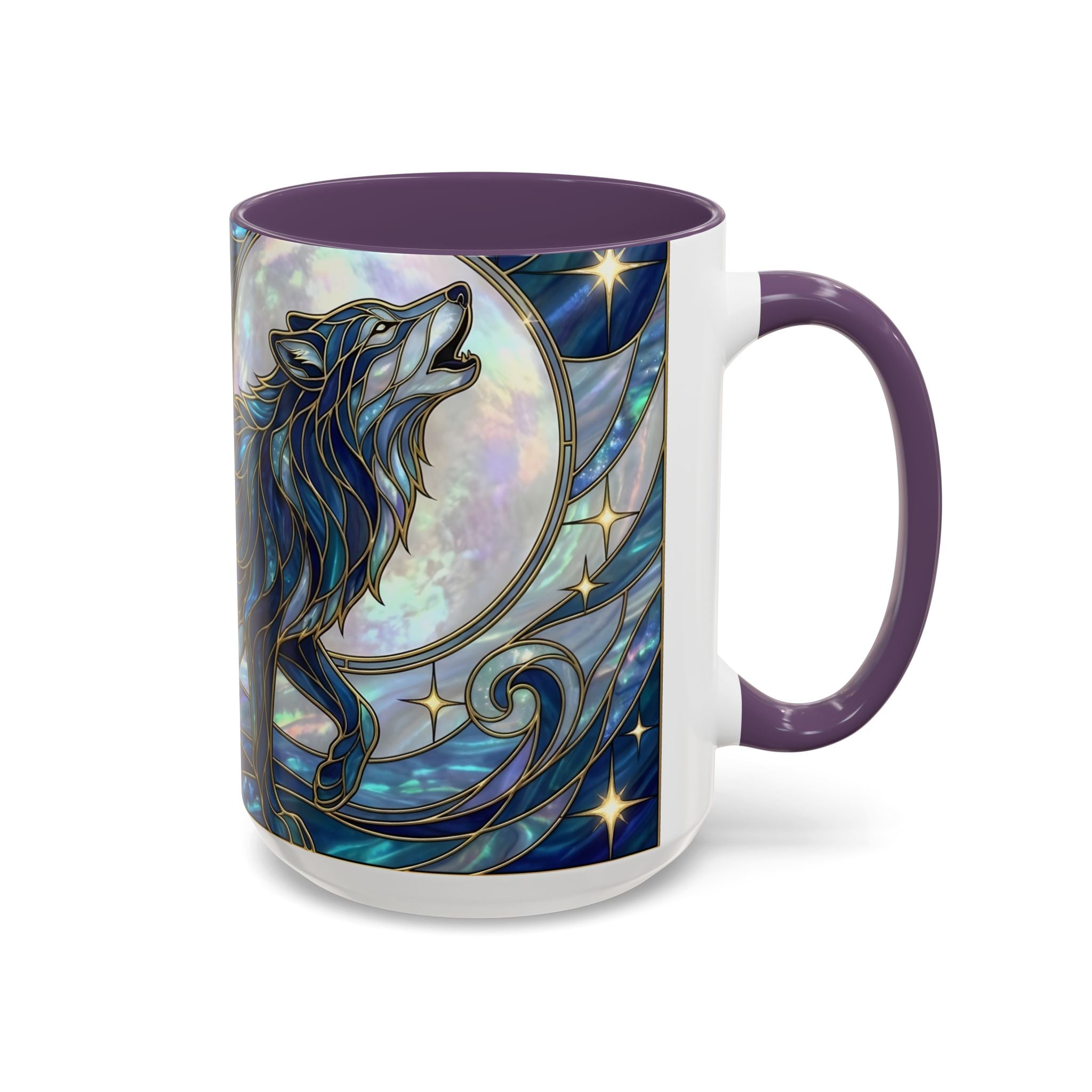 Sapphire Wolf Stained Glass Style Mug