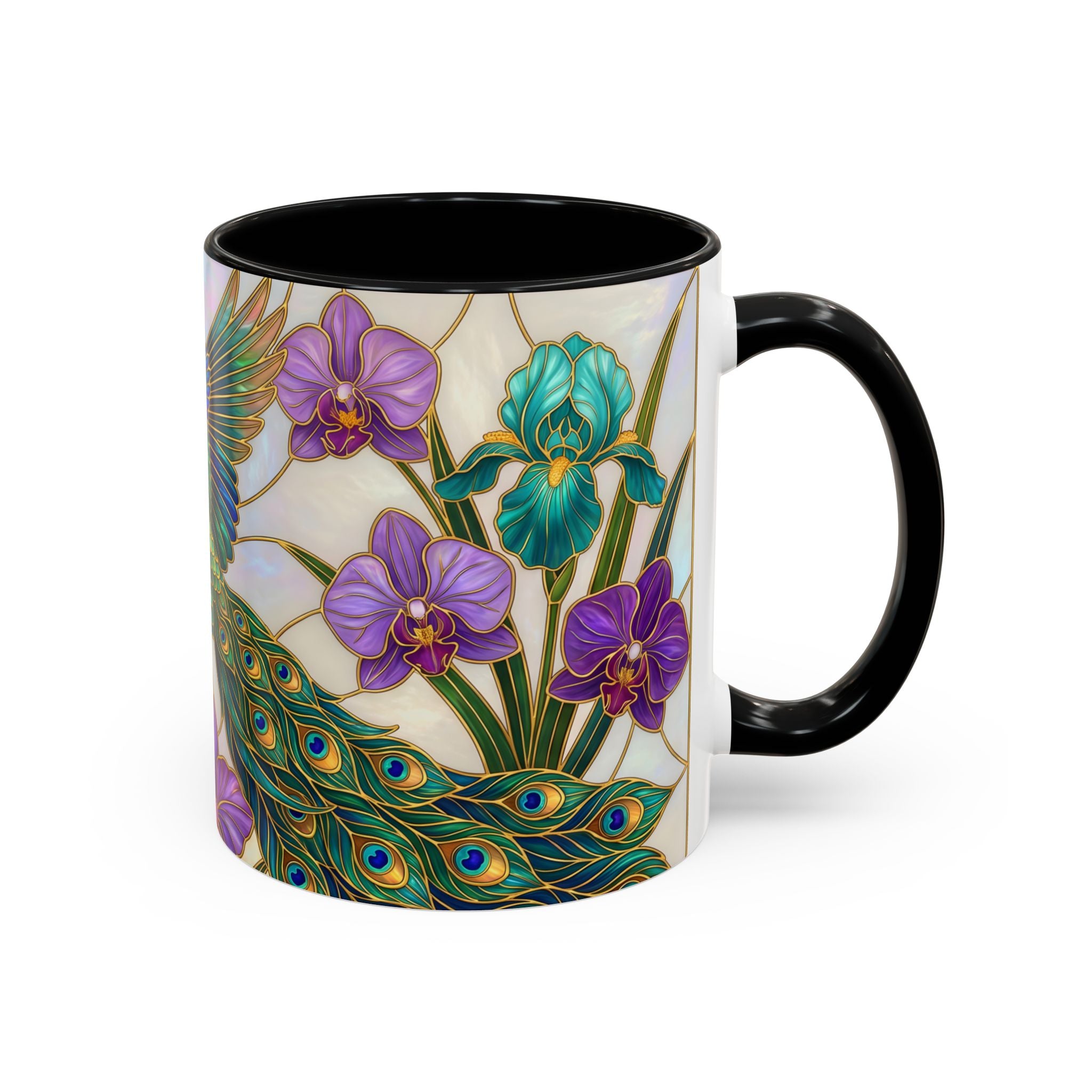 Flying Peacock Stained Glass Style Mug