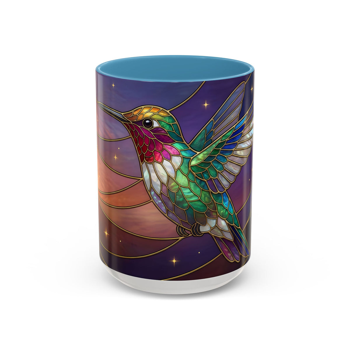 Sunset Sky Hummingbird Stained Glass Style Mug