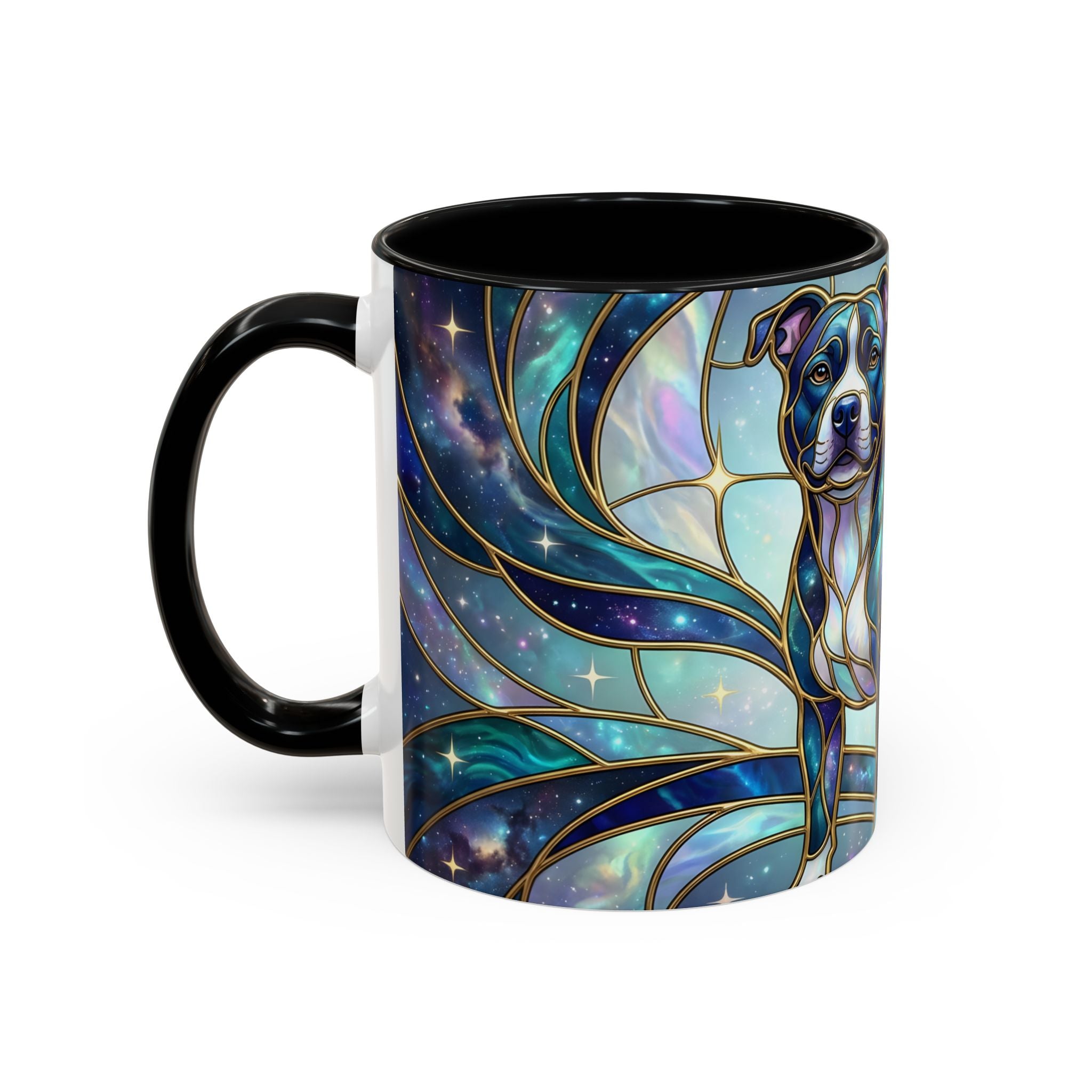 Teal Galaxy Staffy Stained Glass Style Mug