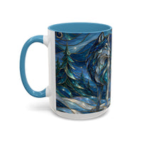 Blue Wolf Stained Glass Style Mug