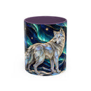 Aurora Mountain Wolf Stained Glass Style Mug