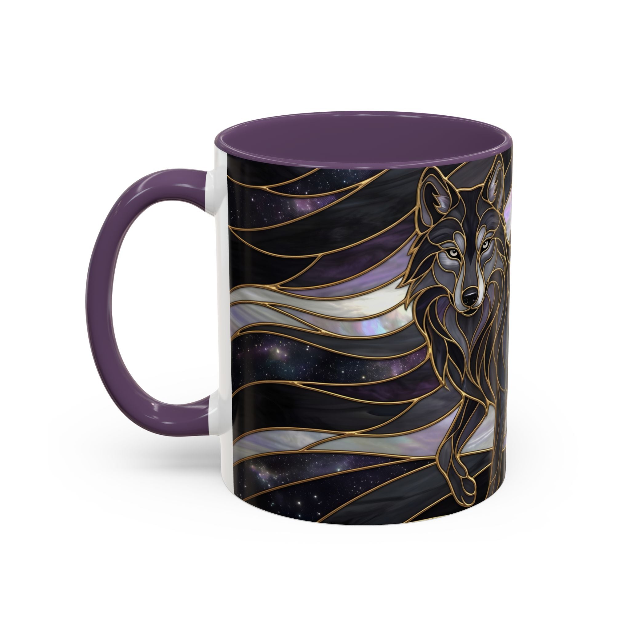 Obsidian Wolf Stained Glass Style Mug