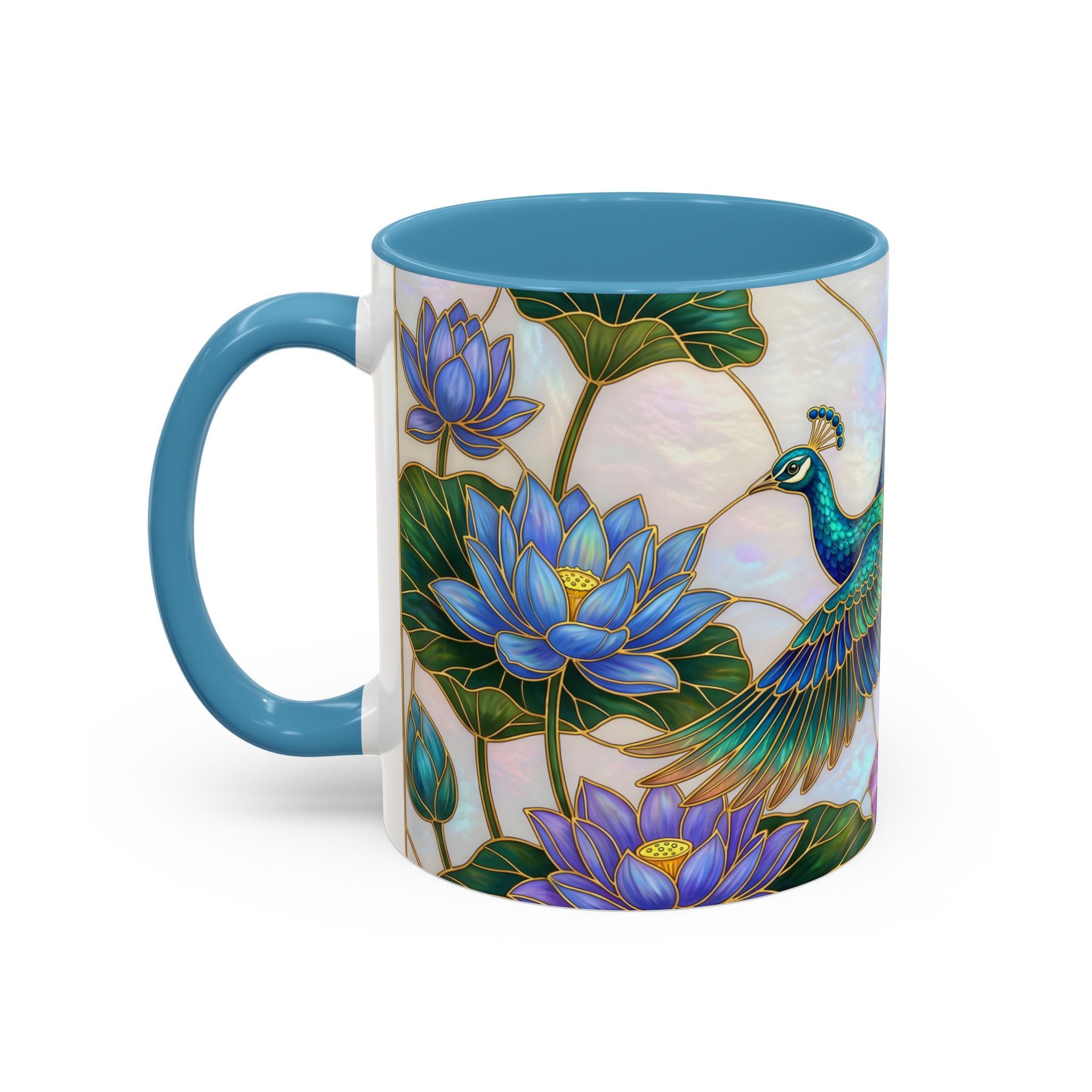 Flying Peacock Stained Glass Style Mug