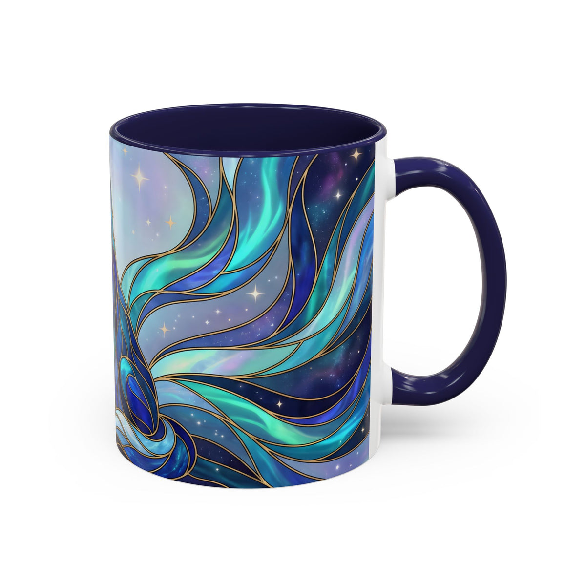 Aurora Wolf Stained Glass Style Mug
