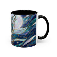 Celestial Blue Wolf Stained Glass Style Mug