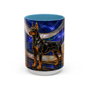 Blue Wave Doberman Pinscher Stained Glass Style Mug