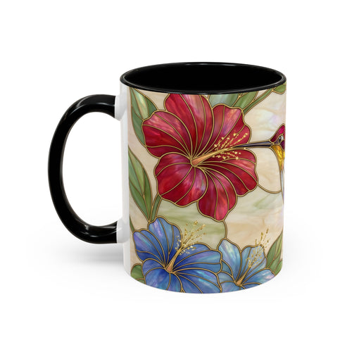 Garden Bloom Hummingbird Stained Glass Style Mug