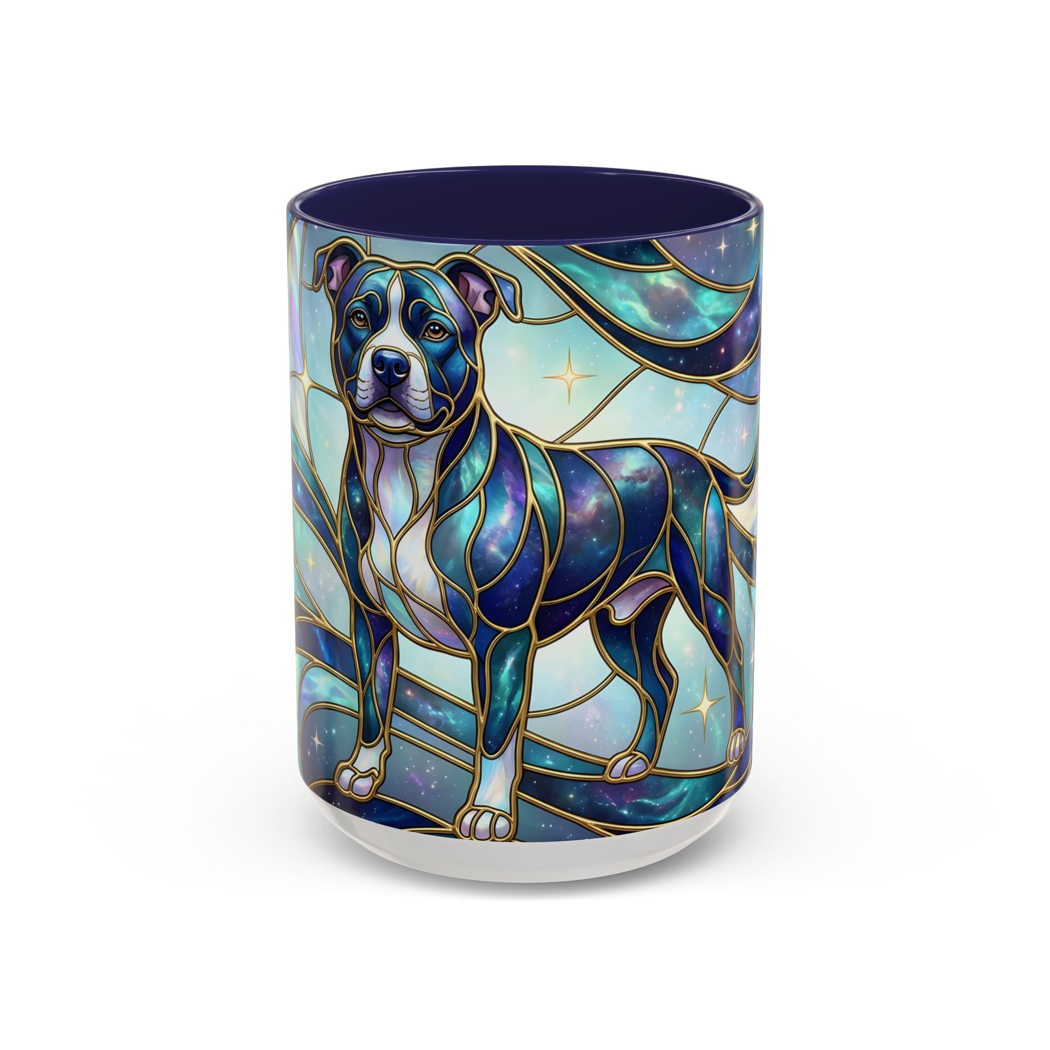 Teal Galaxy Staffy Stained Glass Style Mug