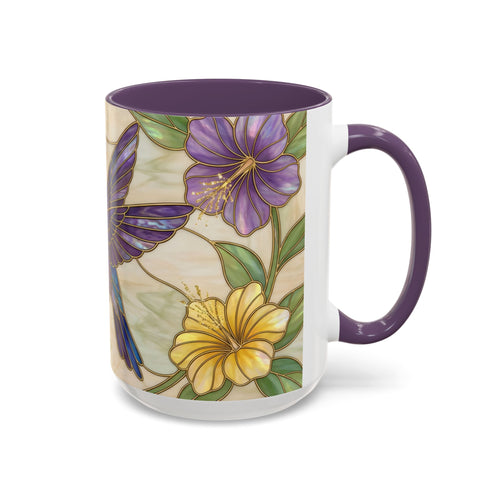 Garden Bloom Hummingbird Stained Glass Style Mug