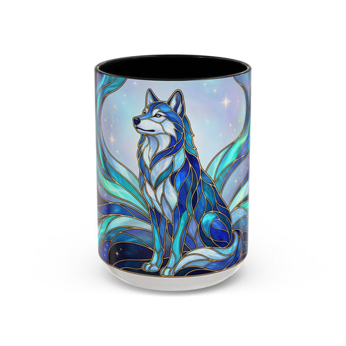 Aurora Wolf Stained Glass Style Mug