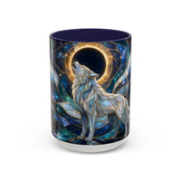 Moonlit Howl Wolf Stained Glass Style Mug