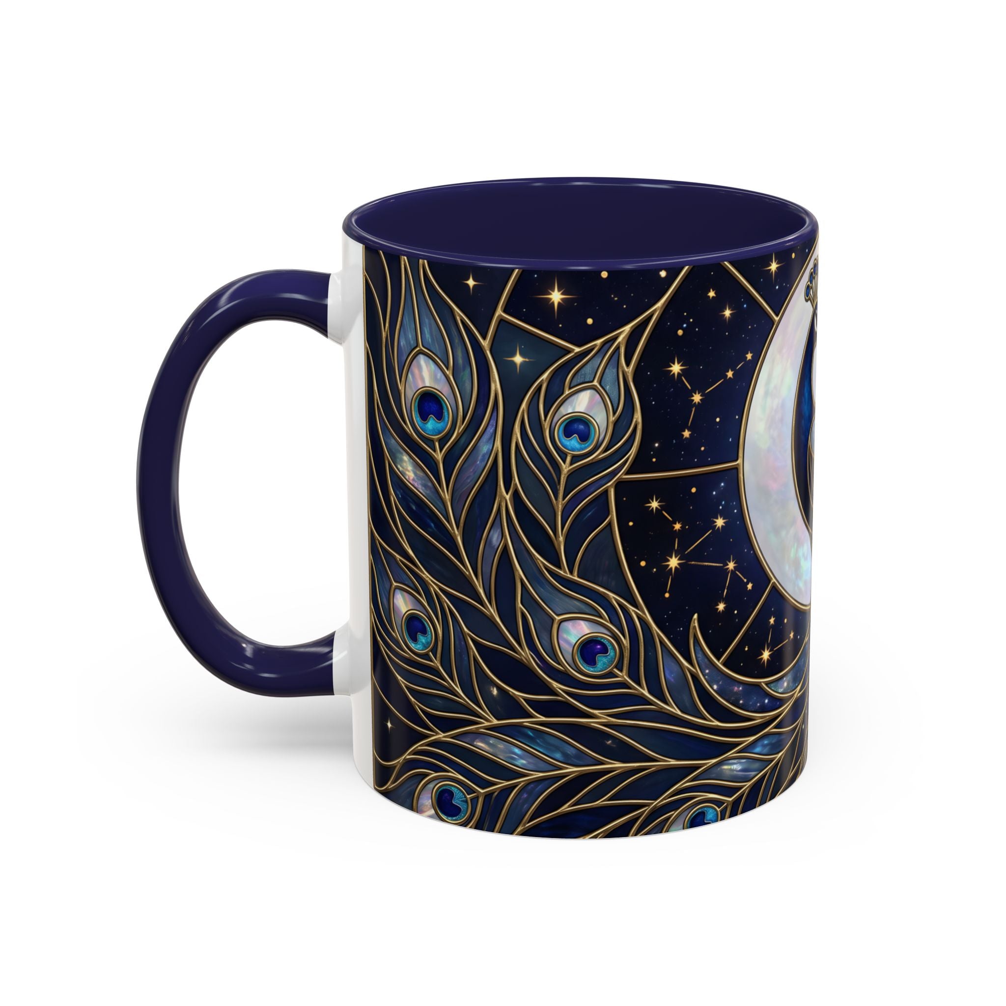Moonlit Peacock Stained Glass Style Mug