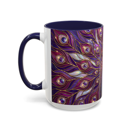 Purple Peacock Stained Glass Style Mug