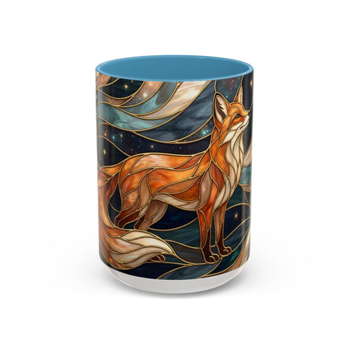 Celestial Night Fox Stained Glass Style Mug