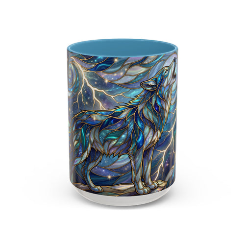 Storm Sky Wolf Stained Glass Style Mug