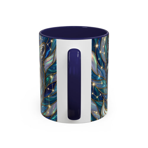 Celestial Blue Fox Stained Glass Style Mug