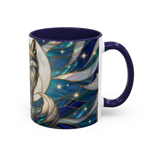 Moonlit Fox Stained Glass Style Mug
