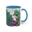 Floral Peacock Stained Glass Style Mug