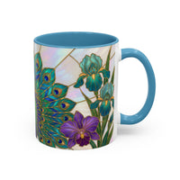 Floral Peacock Stained Glass Style Mug