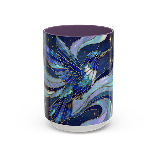 Blue Glow Hummingbird Stained Glass Style Mug