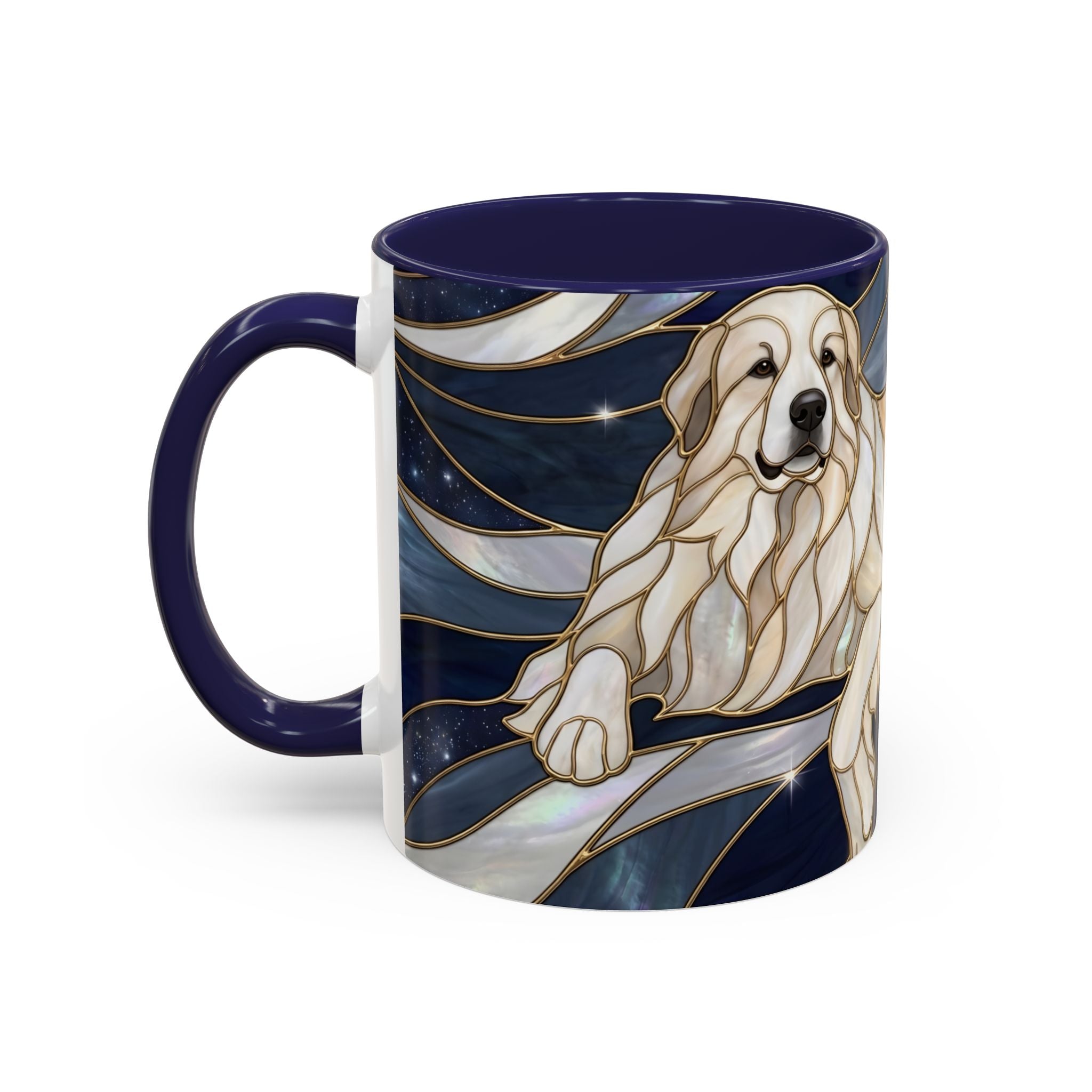 Navy Glow Great Pyrenees Stained Glass Style Mug