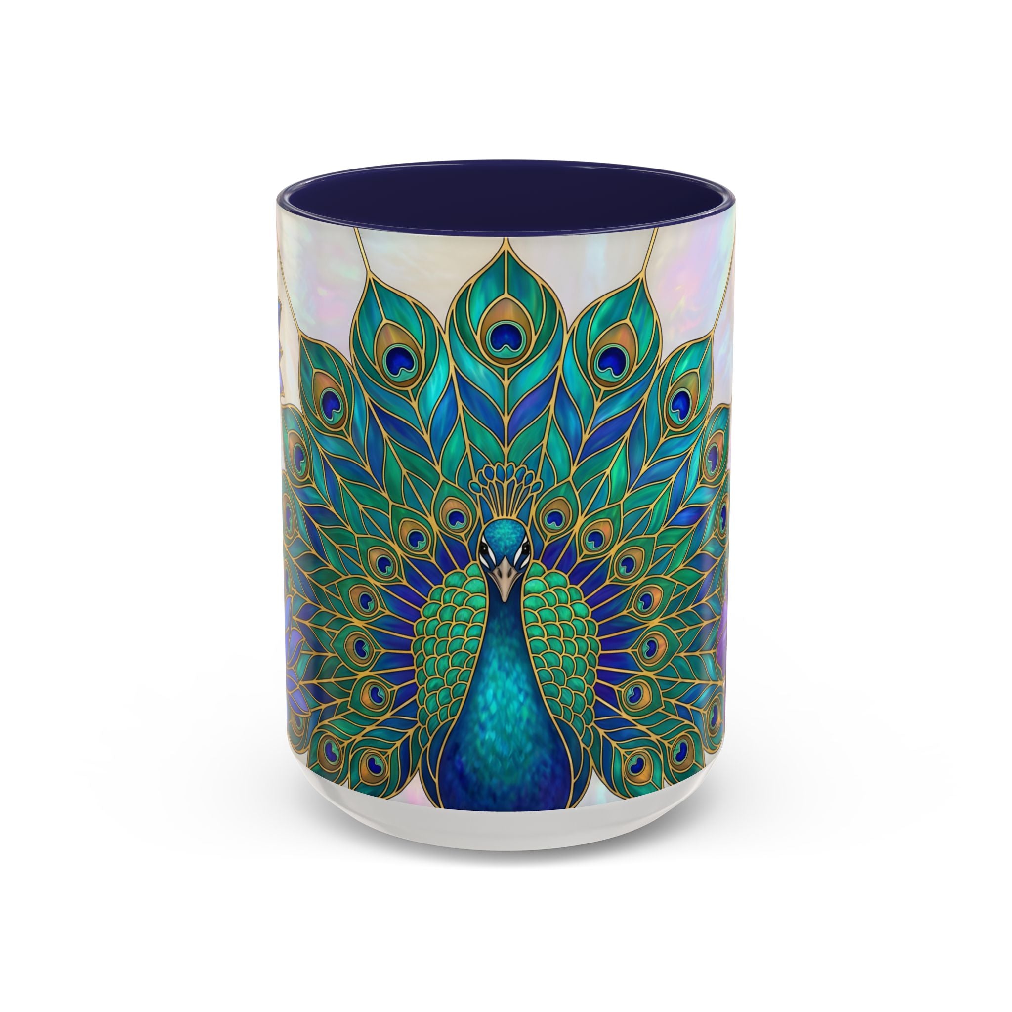 Floral Peacock Stained Glass Style Mug