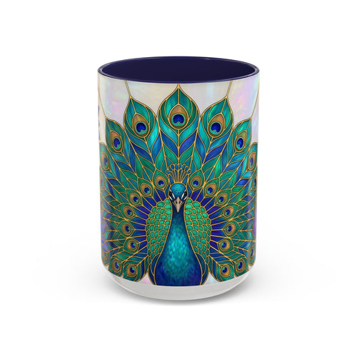 Floral Peacock Stained Glass Style Mug