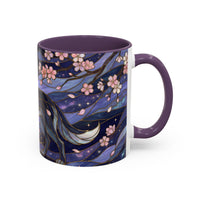 Night Sakura Wolf Stained Glass Style Wolf Coffee Mug